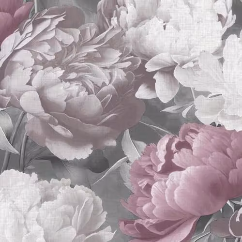 Muriva Doretta Bold Floral Textured Vinyl Wallpaper in Pink and Grey