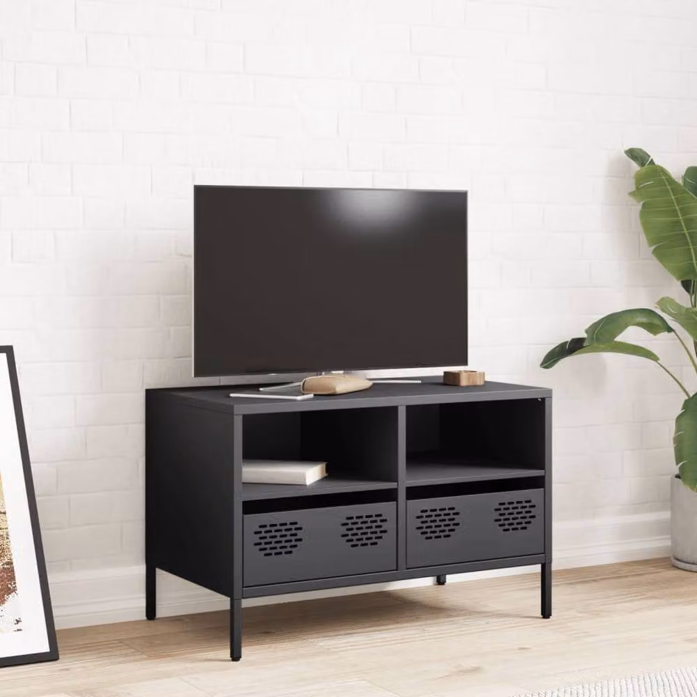 Berkfield Home Anthracite TV Cabinet in Dark Grey Matt Metal, W/D/H: 68 x 39 x 43.5 cm – 3