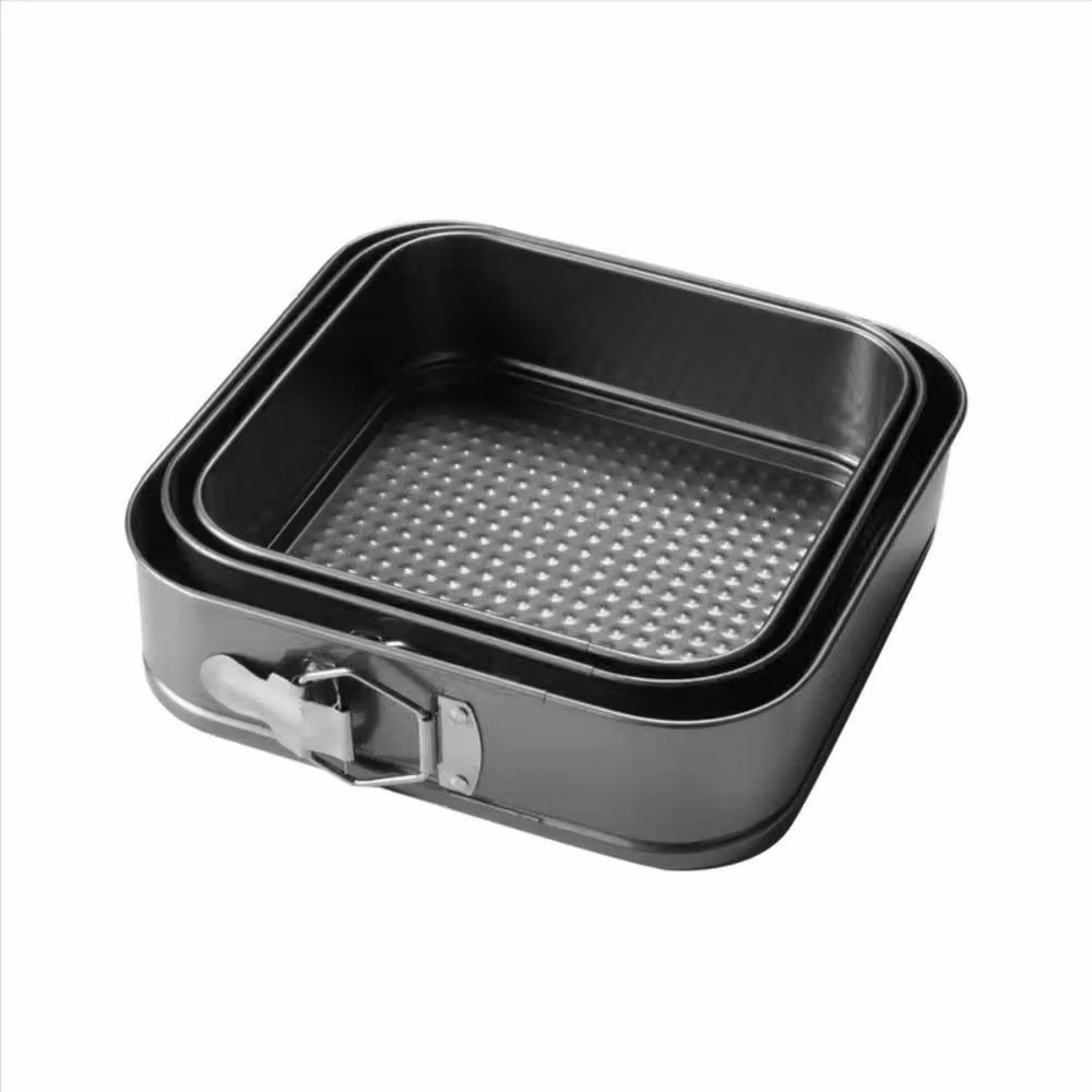 NESTLUNE Black Steel Square Non-Stick Springform Cake Tin, W: 22 cm, D: 15 cm, H: 15 cm – 3