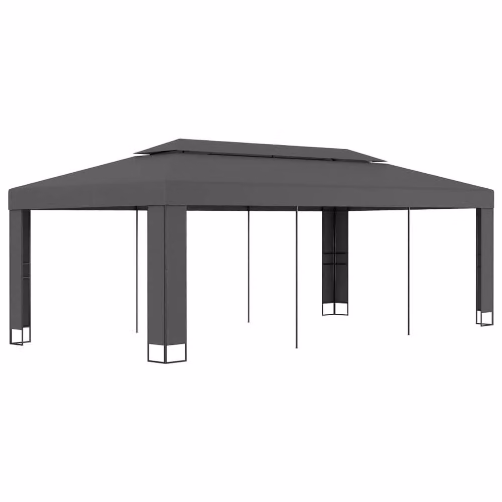 Berkfield Home Double Roof Gazebo in Anthracite Dark Grey, W: 600 cm, D: 300 cm, H: 273 cm – 2