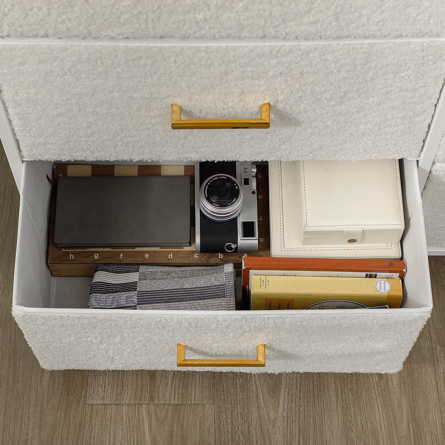 HOMCOM Boucle Chest of Drawers with 9 Fabric Drawers and Steel Frame, Cream White – 2