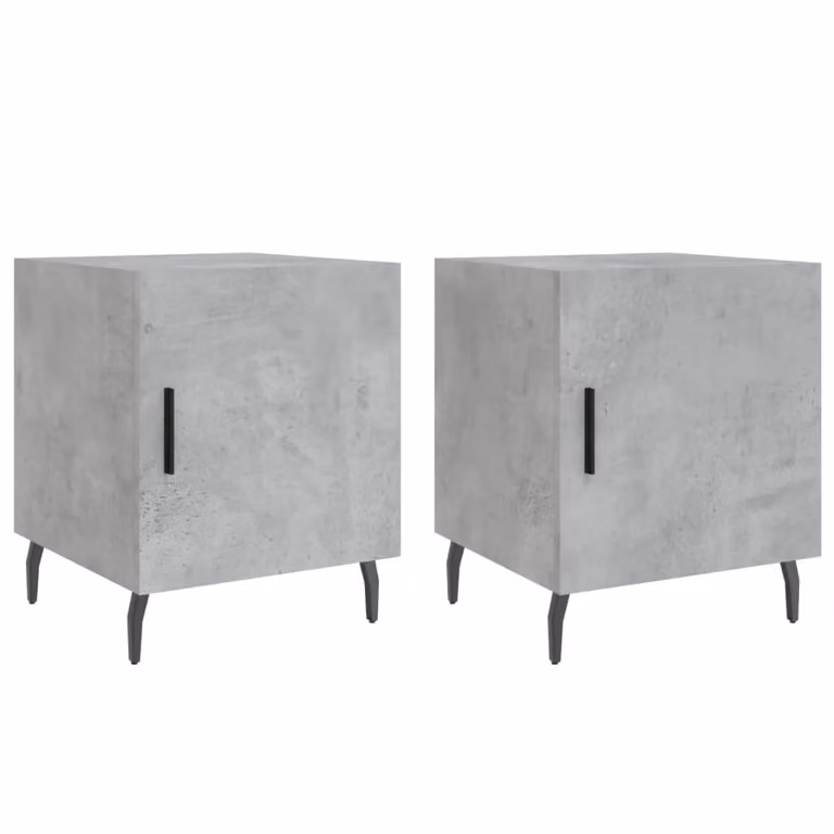 Berkfield Home Set of 2 Modern Bedside Cabinets in Concrete Grey, W/D/H: 40 x 40 x 50 cm
