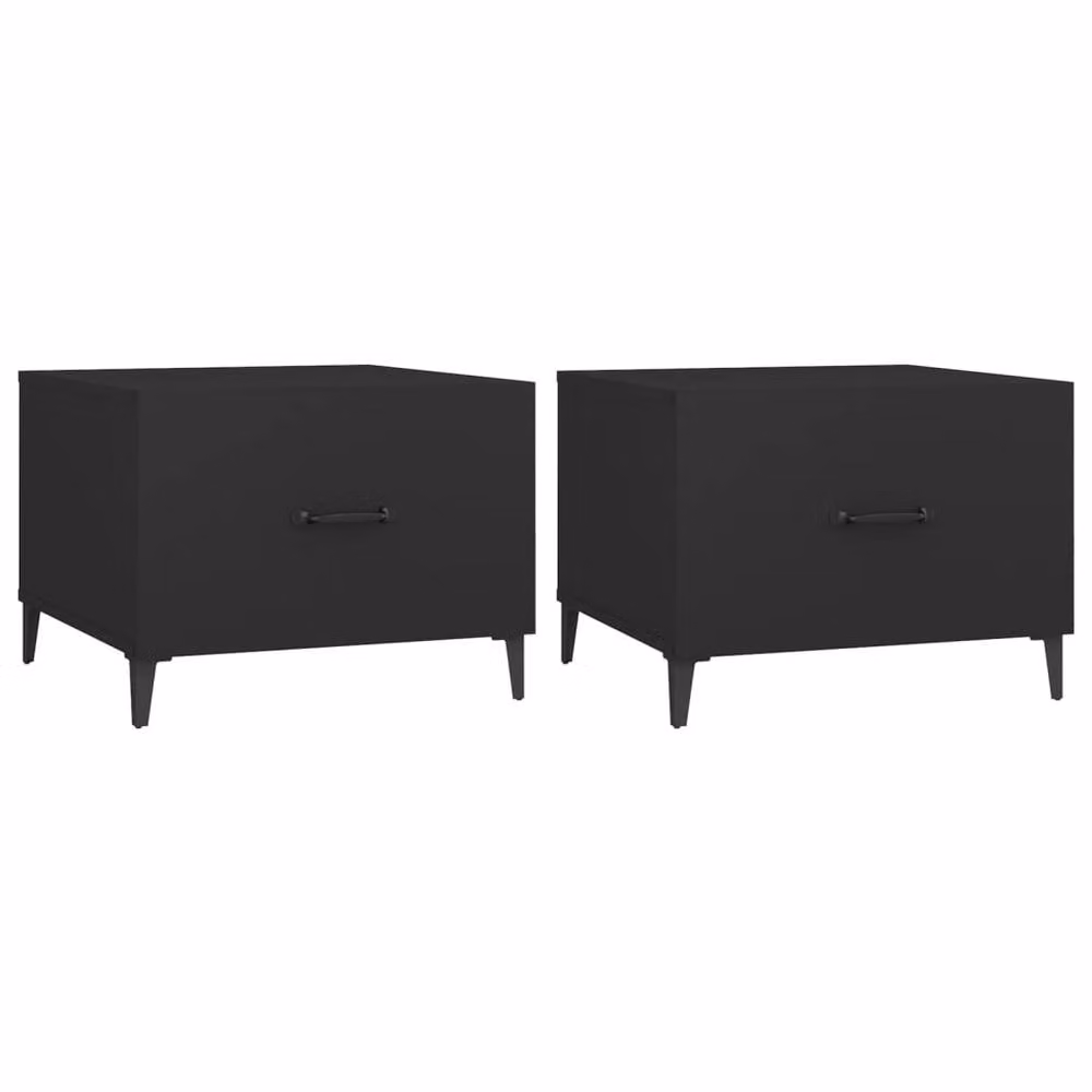 Berkfield Home Set of 2 Black Decorative Nested Coffee Tables with Metal Legs, W/D/H: 50 x 50 x 40 cm – 1