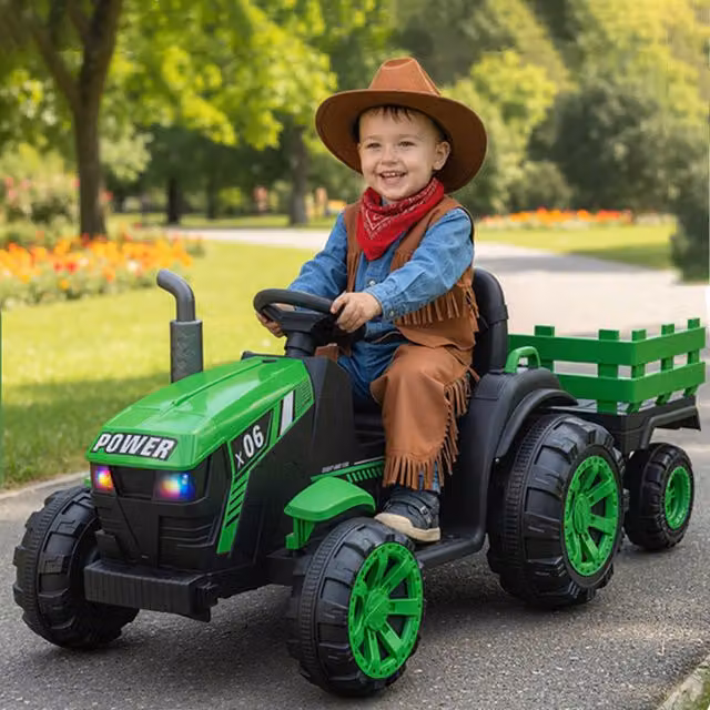 Costway Electric Ride On Tractor with Light and Sound in Green