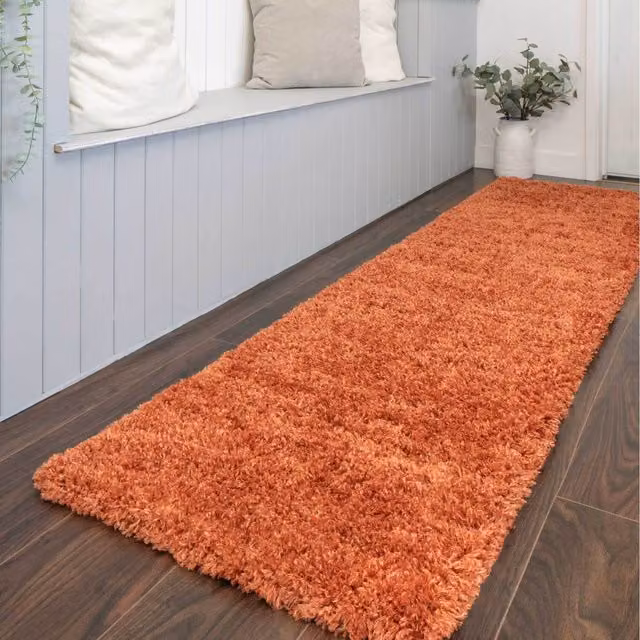 The Rug House Super Soft Shaggy Living Area Rug in Orange, W: 240 cm, D: 60 cm