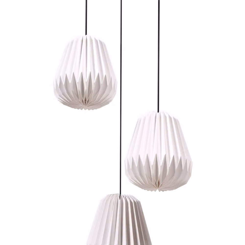 Wyld and Coco Origami 3-Light Pendant Lamp with White Paper Shade – 2