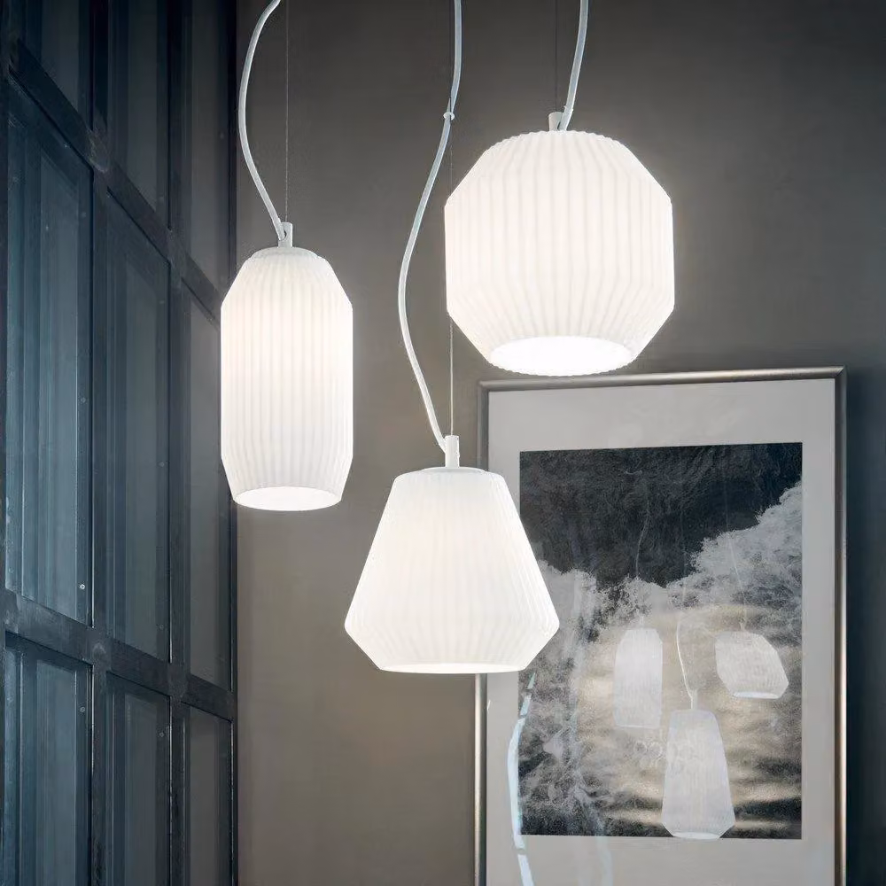 Netlighting Origami 3 Light Cluster Glass Ceiling Pendant, White – 2