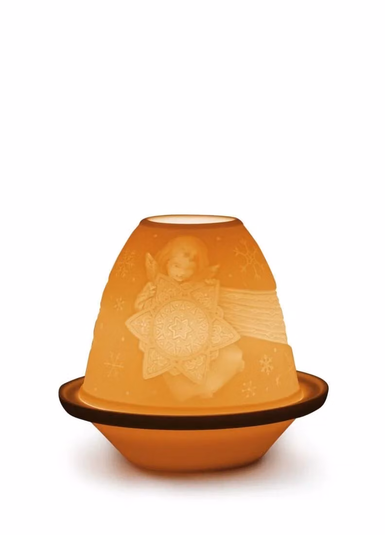 Lladró Angel with Star Lithophane Porcelain Figurine and Round Plate