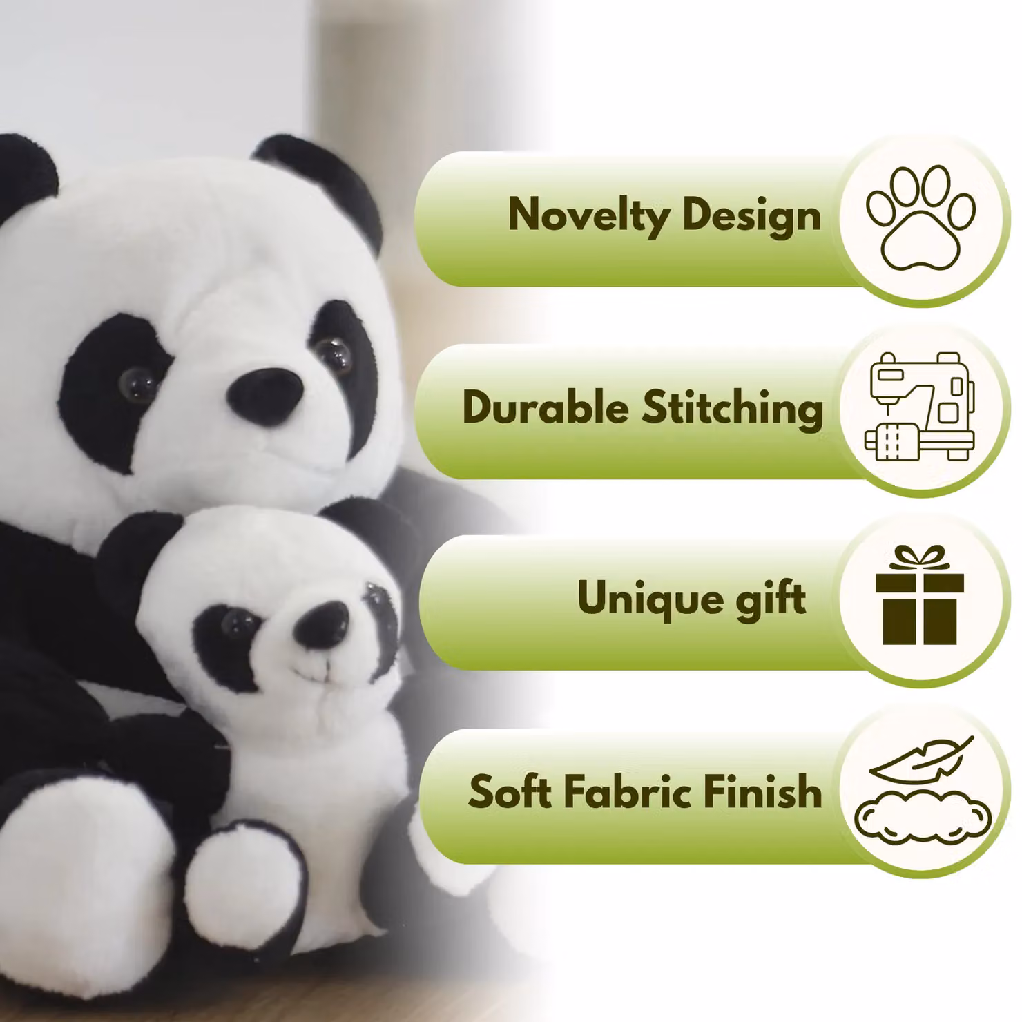Marco Paul Large Weighted Plush Panda Duo Door Stopper, 1.5kg, Black – 3
