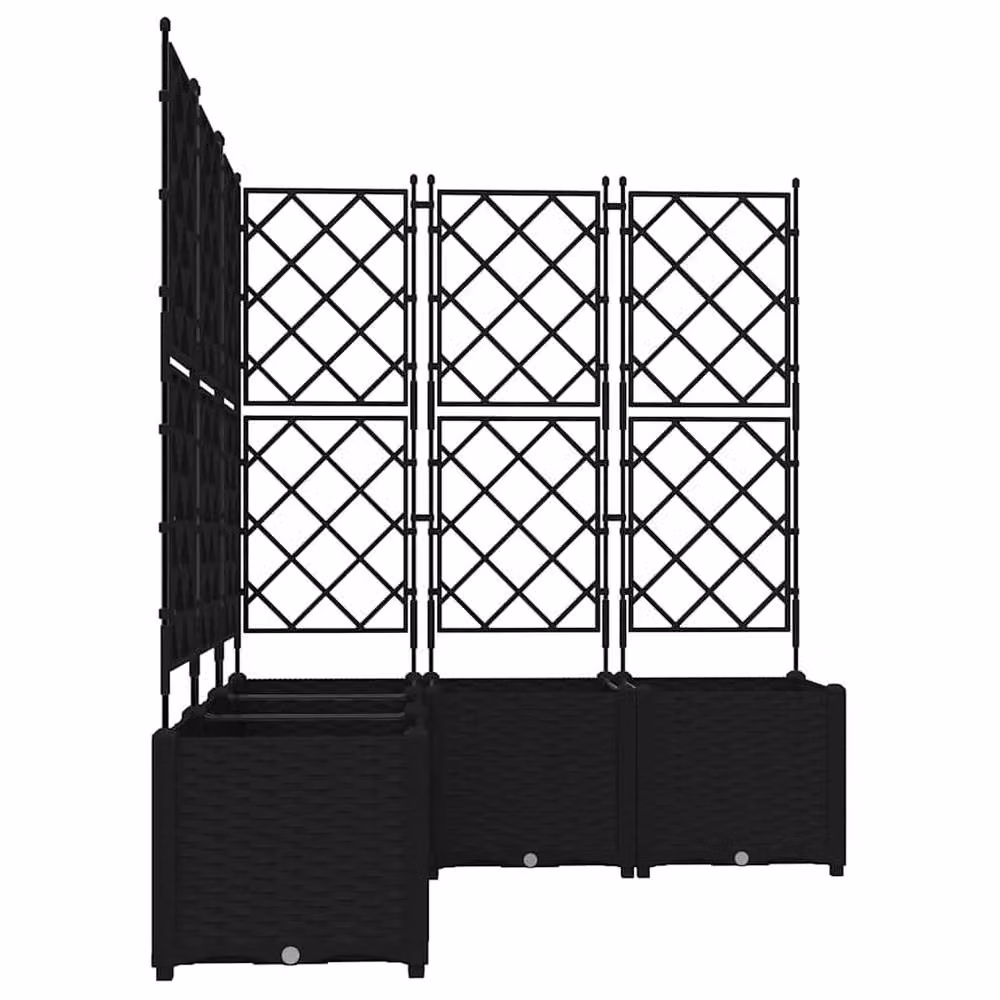 Berkfield Home Green Garden Planter with Trellis, 5 Pieces, Black, W/D/H: 120 x 120 x 143 cm – 5