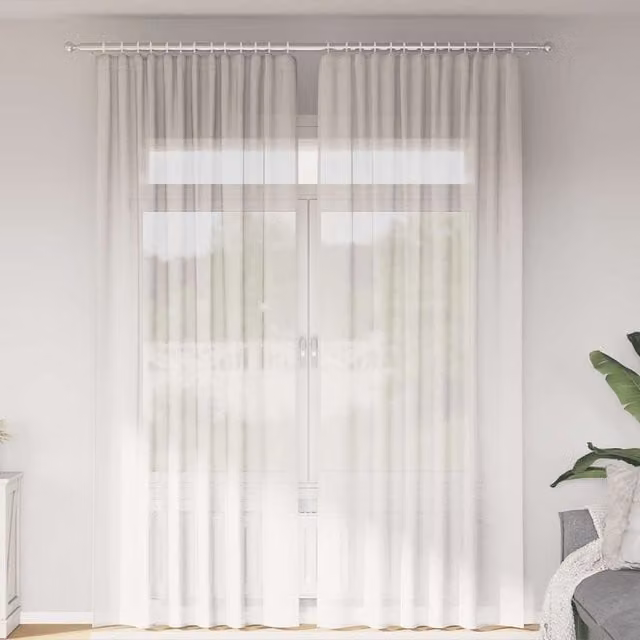 Berkfield Home White Transparent Voile Fabric Curtains with Rod Pockets, 2 Pack, W: 140 cm, H: 260 cm