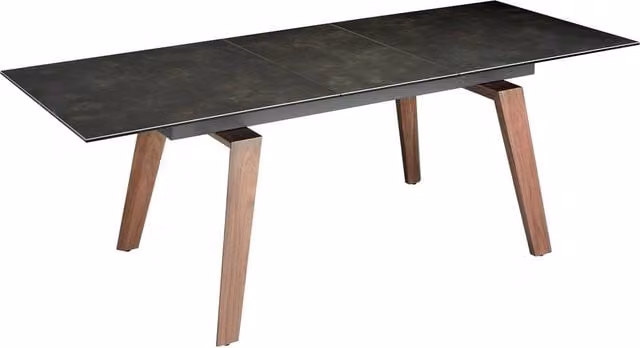 Angel Cerda Modern Rectangular Extendable Dining Table in Brown Walnut with Ceramic Marble Effect Top W/D/H: 180 x 90 x 75 cm – 1