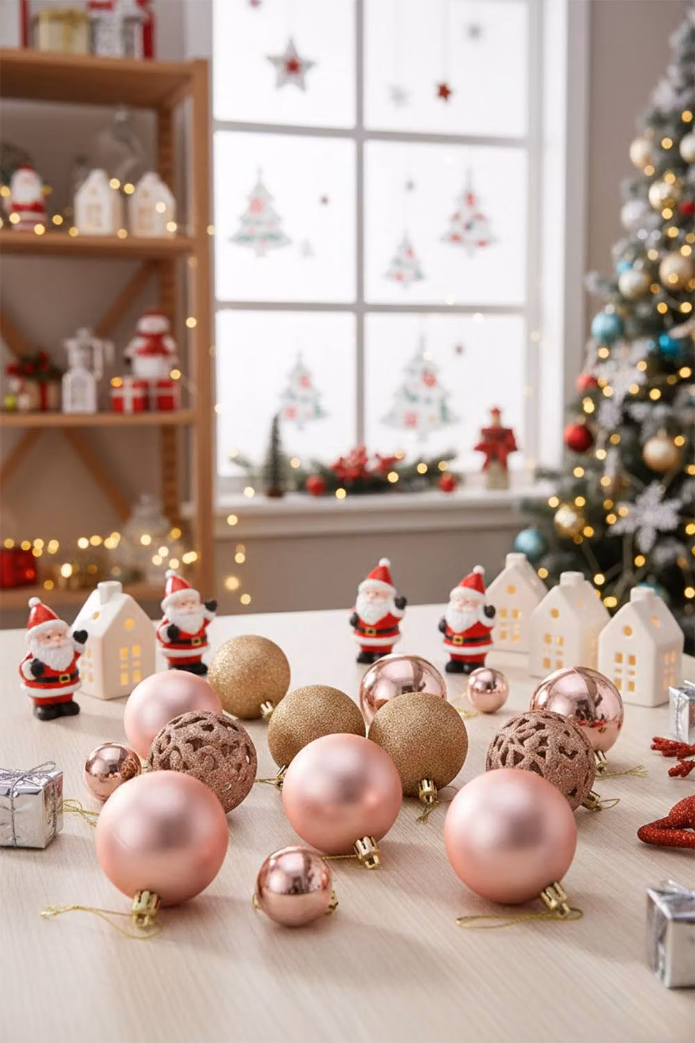 Living and Home 100-Piece Gold Christmas Bauble Ornament Set with Glitter and Geometric Cutout Designs – 2