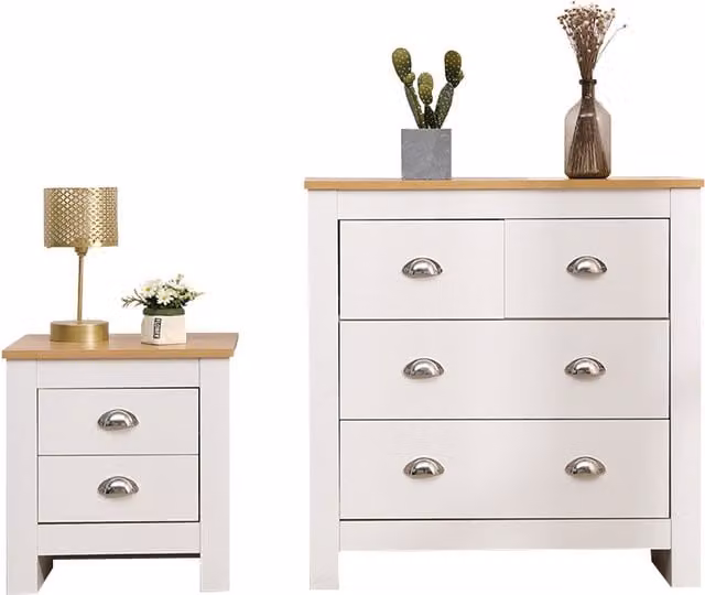 HMD Modern White Wooden Bedroom Set W/D/H: 45 x 45 x 45 cm