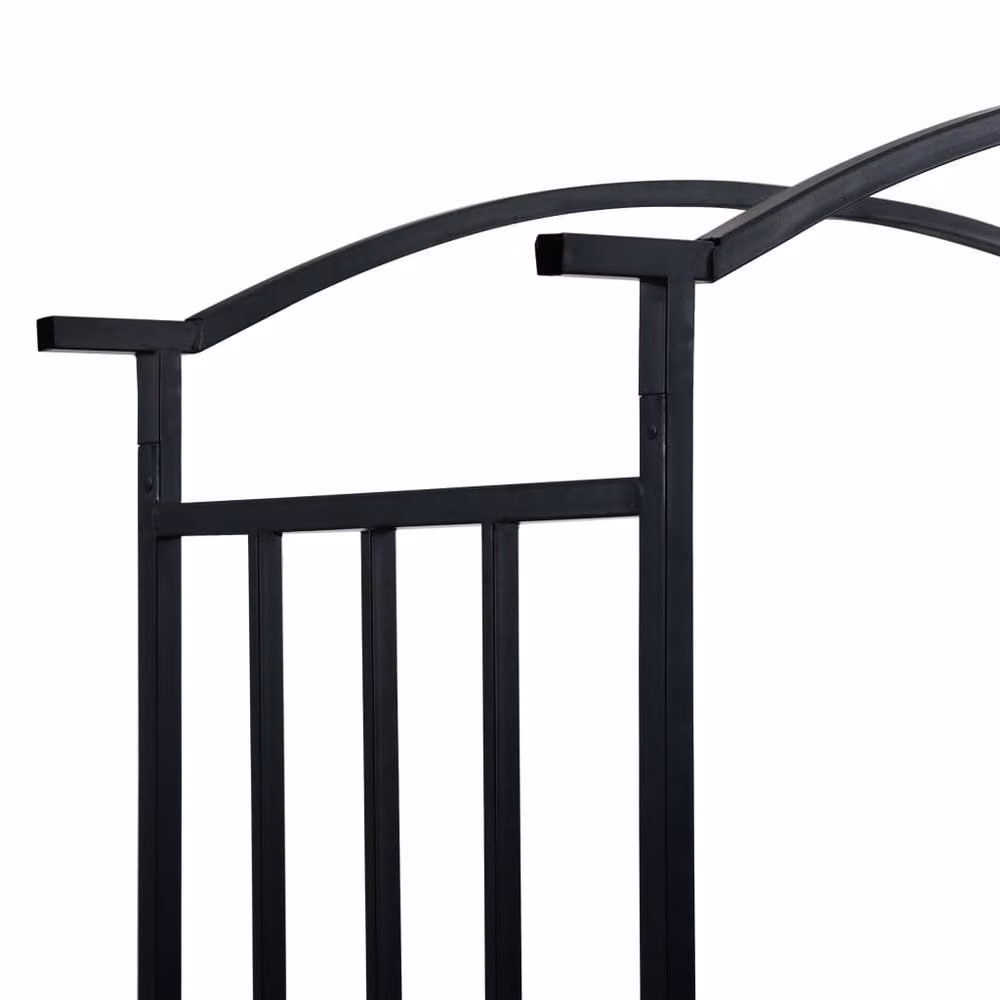 Berkfield Home Garden Arch with Bench in Black Metal, W/D/H: 128 x 50 x 207 cm – 2