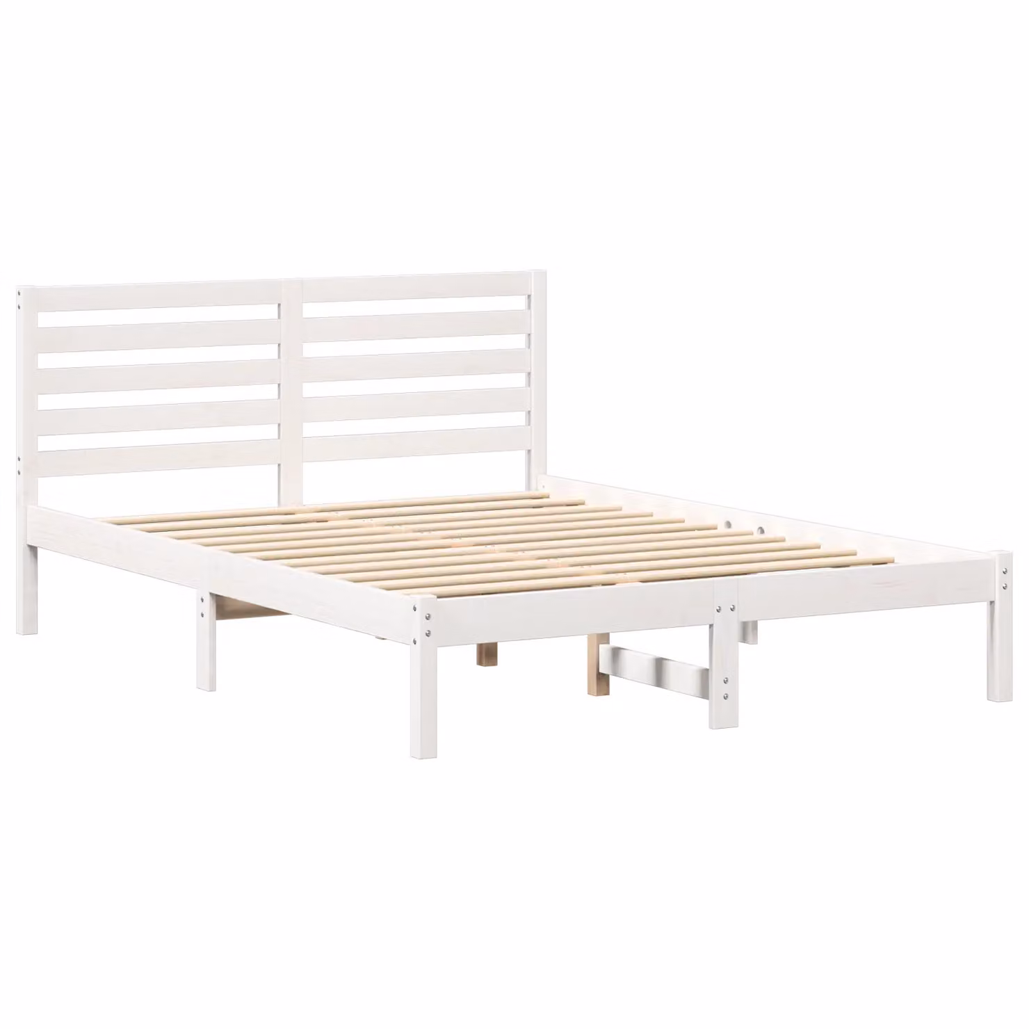 Berkfield Home White Solid Pine Wood Bed with Headboard W/D/H: 135 x 190 x 80.5 cm – 2