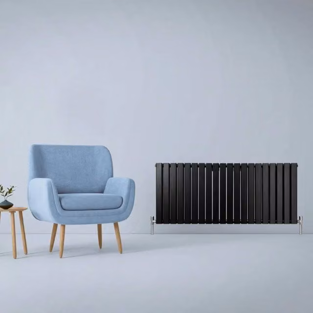 Monstershop Designer Flat Panel Steel Radiator in Black, W: 140 cm, H: 60 cm – 1