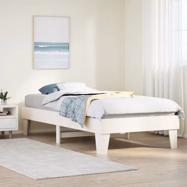 Berkfield Home White Solid Pine Wood Bed Frame W/D/H: 100 x 200 cm – 1