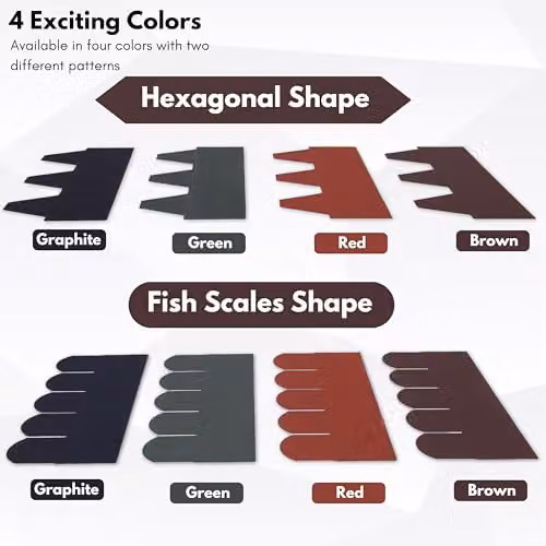 Novecrafto Heavy Duty Asphalt Roof Shingles in Green Fish Scale Design, 25 Pieces, W: 80 cm, H: 31.5 cm – 7
