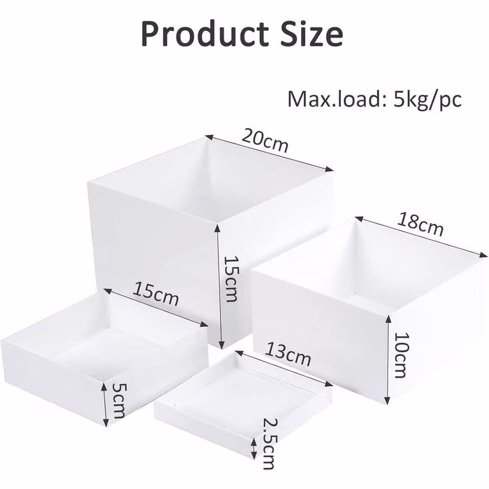 Pawnora Stackable White Square Cake Stand Box, 4-Piece Plastic Set – 1