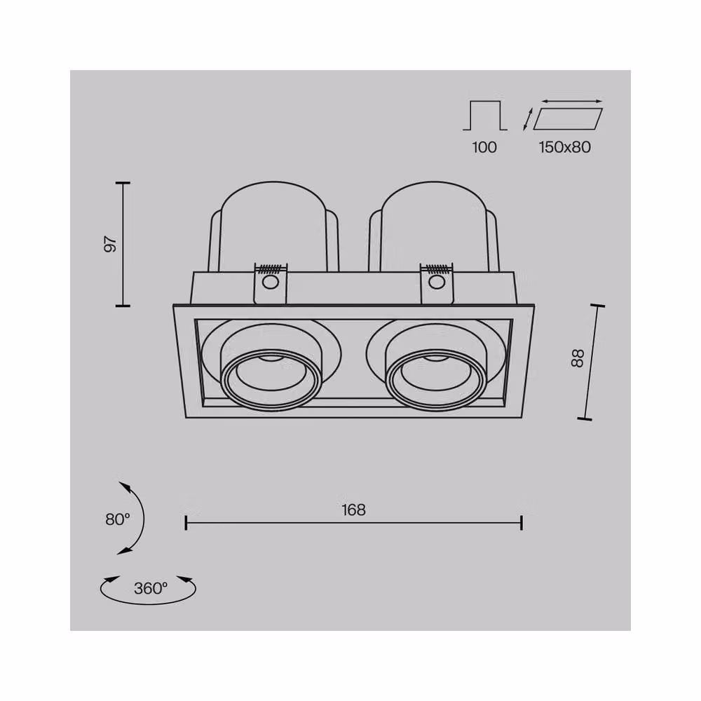 Netlighting Hidden Twin Recessed LED Downlight, Black, 3000K, 1400lm – 2