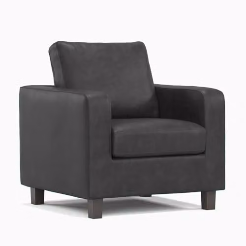Furnishings For Less UK York 3 Piece Sofa Suite in Black Faux Leather, including 1 x 3 Seater Sofa and 2 x Armchairs – 2