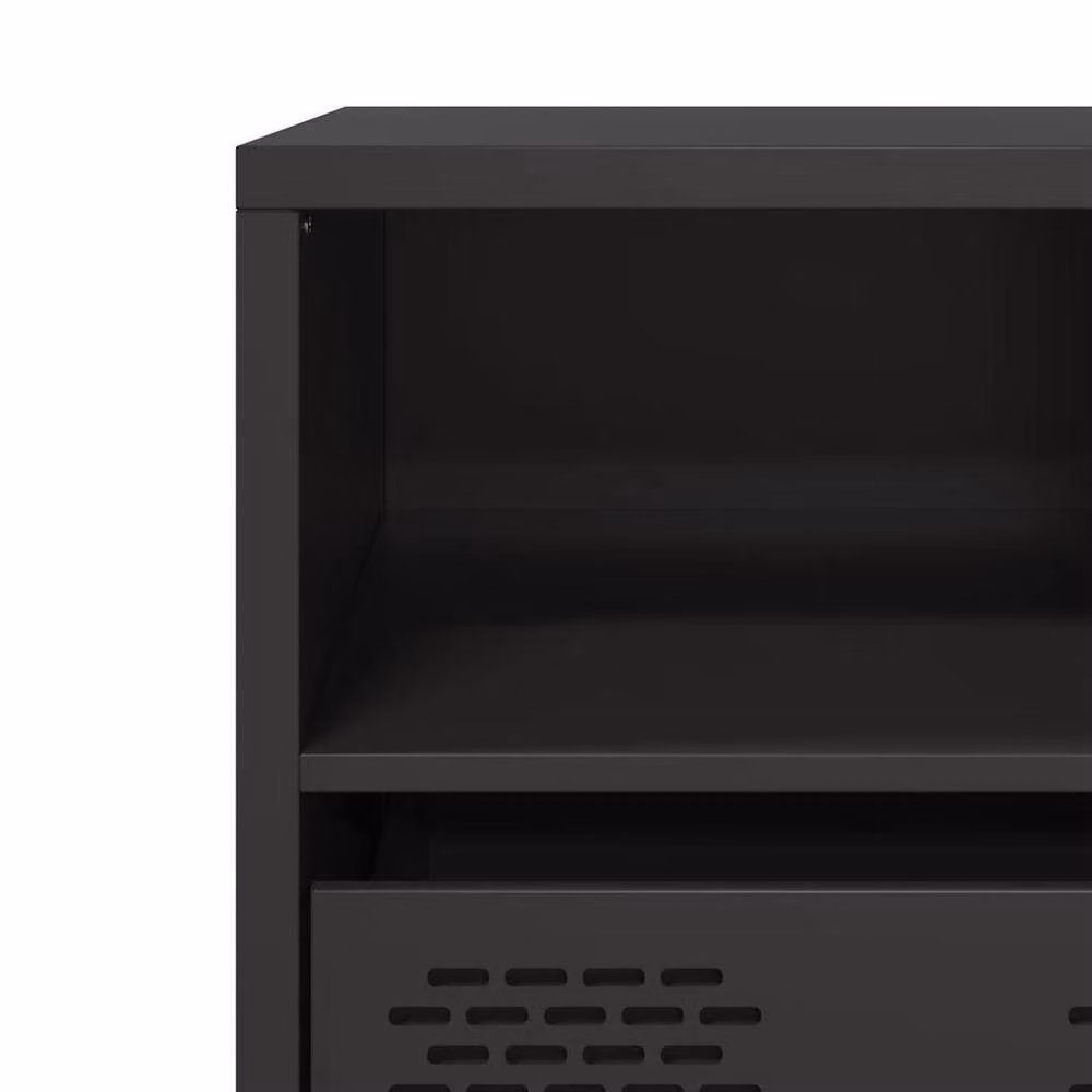 Berkfield Home Industrial TV Cabinet in Black Matt Cold-rolled Steel, W: 101.5 cm, D: 39 cm, H: 43.5 cm – 5
