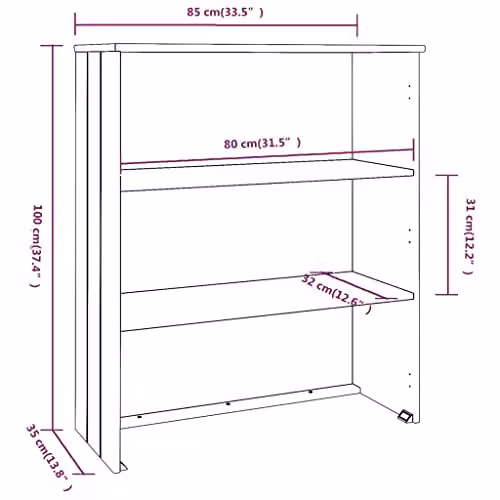 vidaXL HAMAR Highboard Top in Honey Brown Solid Pine Wood, W/D/H: 85 x 35 x 100 cm – 2