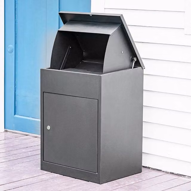 NESTLUNE Lockable Metal Wall Parcel Delivery Secure Drop Box with Lid, Grey, W/D/H: 86.0 x 44.5 x 1.0 cm