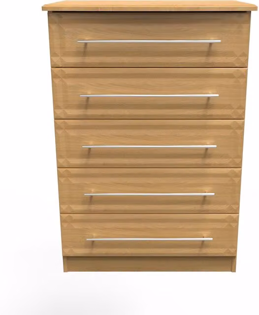 Ready Assembled 2 U Hereford 5 Drawer Chest in Light Oak