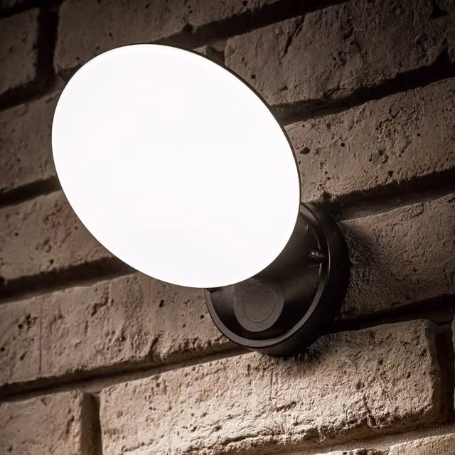 CGC Ezra Slim Round Black LED Outdoor Wall Light