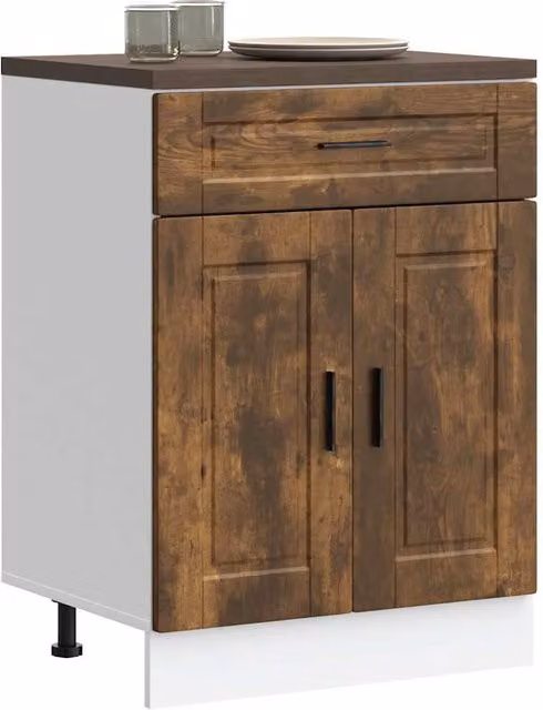 Berkfield Home Porto Smoked Oak Kitchen Base Cabinet in Brown