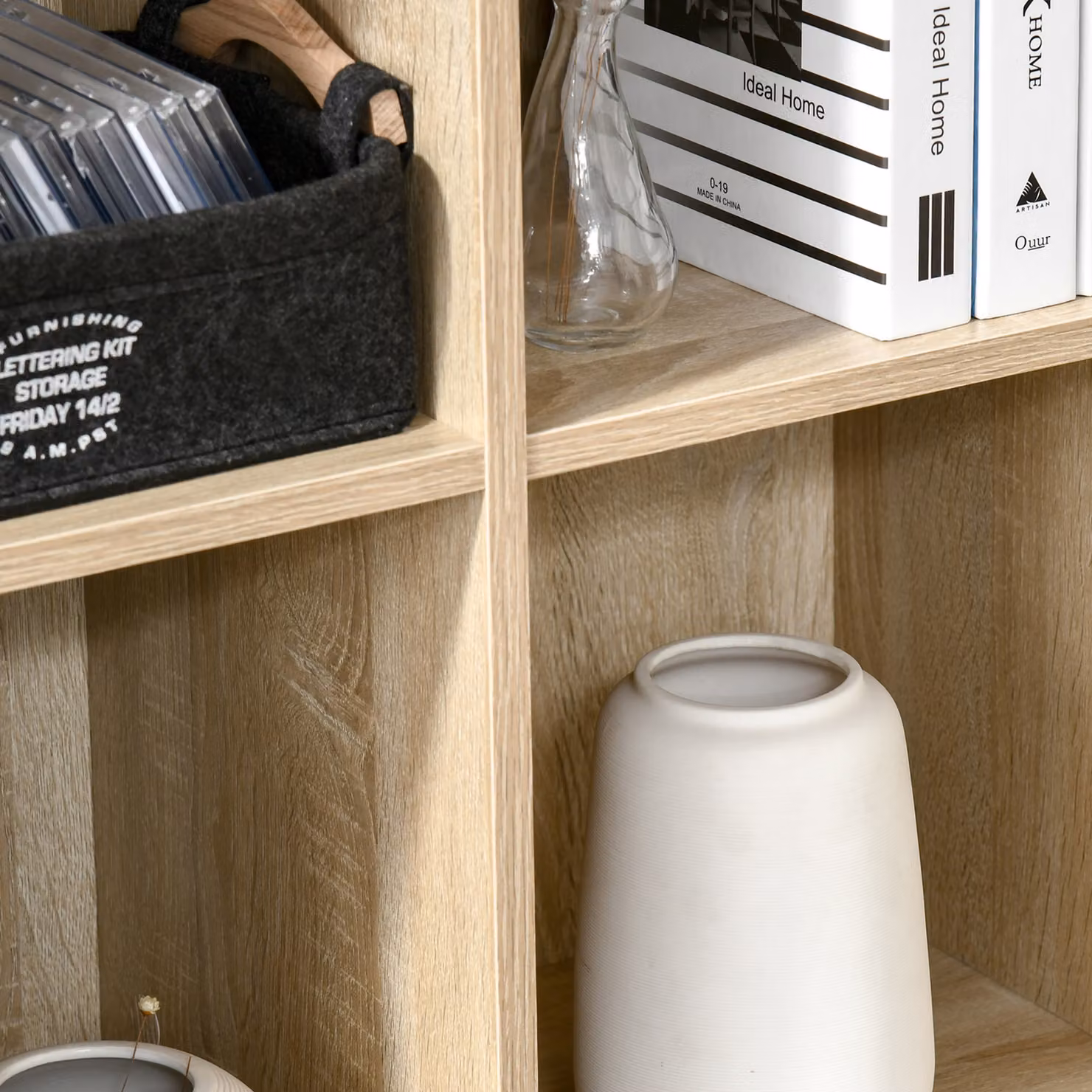 HOMCOM Six-Cube Freestanding Bookcase in Brown Oak Wood Effect – 4