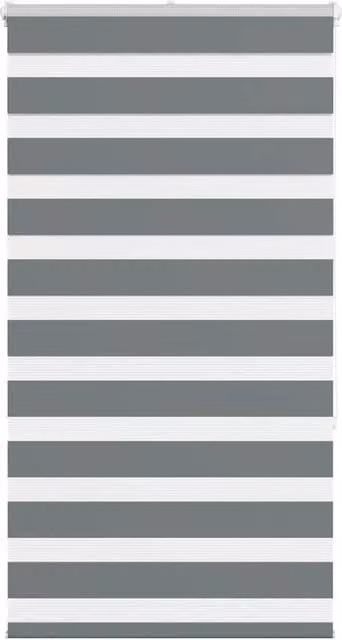 Berkfield Home Zebra Blind in Dark Grey, Polyester, W: 85 cm, H: 150 cm – 1