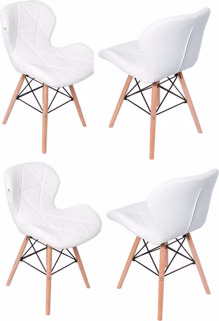 Life Interiors Cecilia Eiffel Set of 4 White Faux Leather Dining Chairs with Button Detail