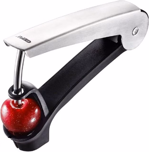 Gefu Dropio Fruit Pit Remover for Cherries and Olives, Black