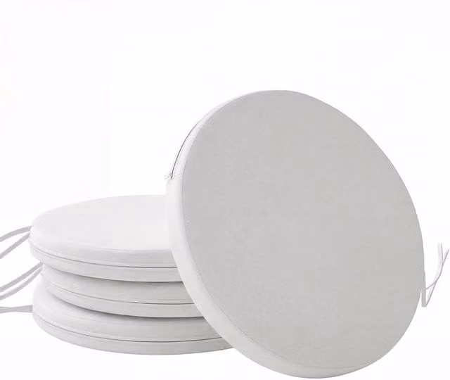SPETLEK Set of 4 White Square Bistro Chair Cushion Pads with Foam Filling – 1