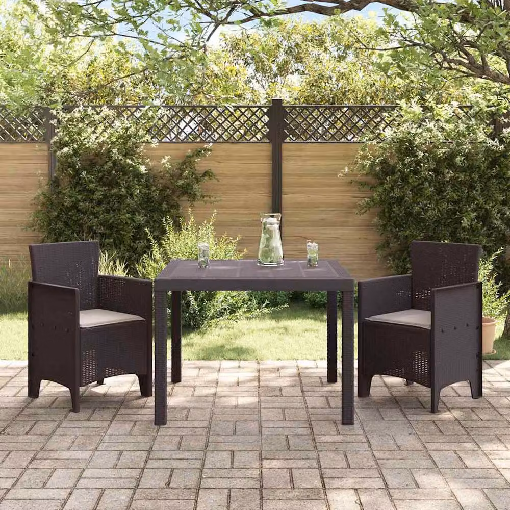 Berkfield Modern Square Garden Dining Set in Brown Polypropylene with Table and 3 Chairs – 3