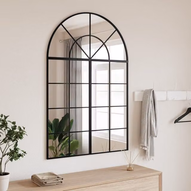 Berkfield Home Minimalist Arch Wall Mirror in Black, W: 80 cm, H: 120 cm