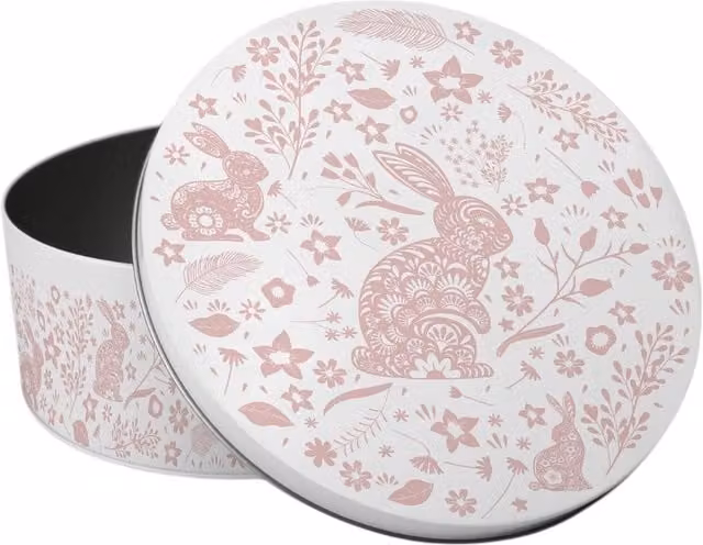 Purely Home Round Small Cake Tin in Pink Wild Rabbits Multicolour