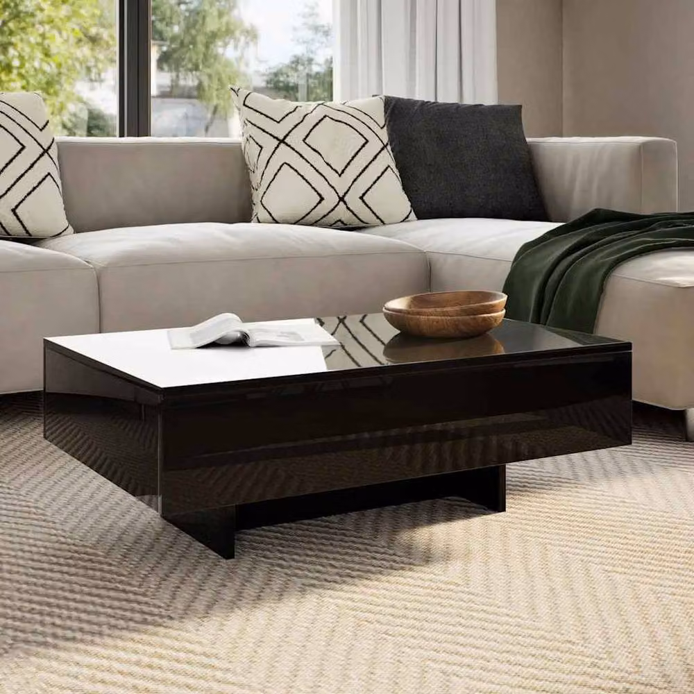 Berkfield Home Modern High Gloss Black Rectangular Coffee Table – 2