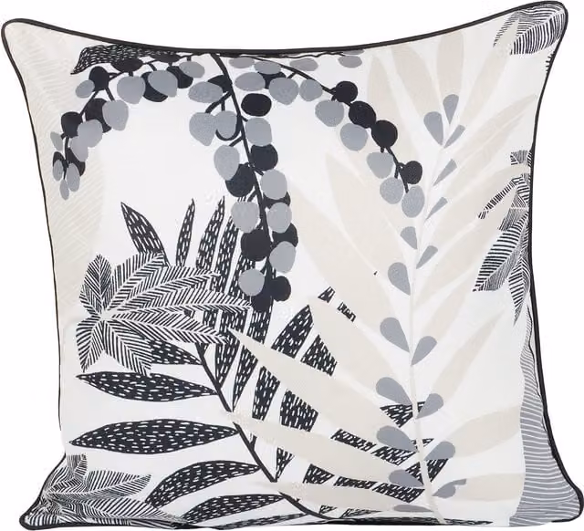 Divante Attalea Palm Square Cushion in Black and White