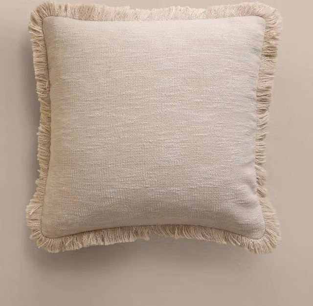 M&S Textured Fringe Cotton Cushion Cover in Beige