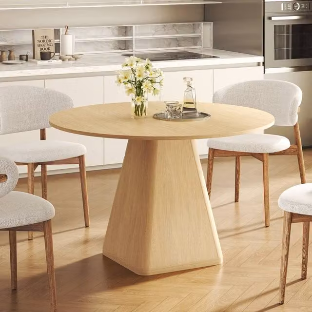 Dprodo Round Dining Table in Light Oak, Diameter: 120 cm, Height: 76 cm – 1