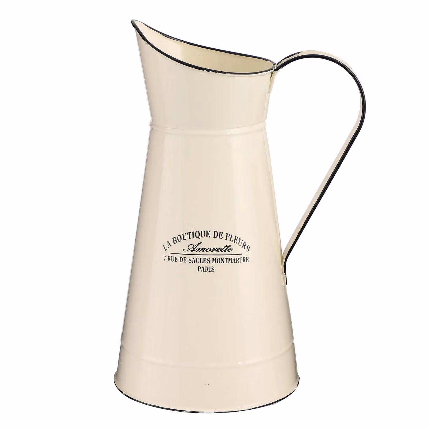 Dibor Vintage Style Metal Pitcher Jug Tabletop Flower Vase in White and Black – 2