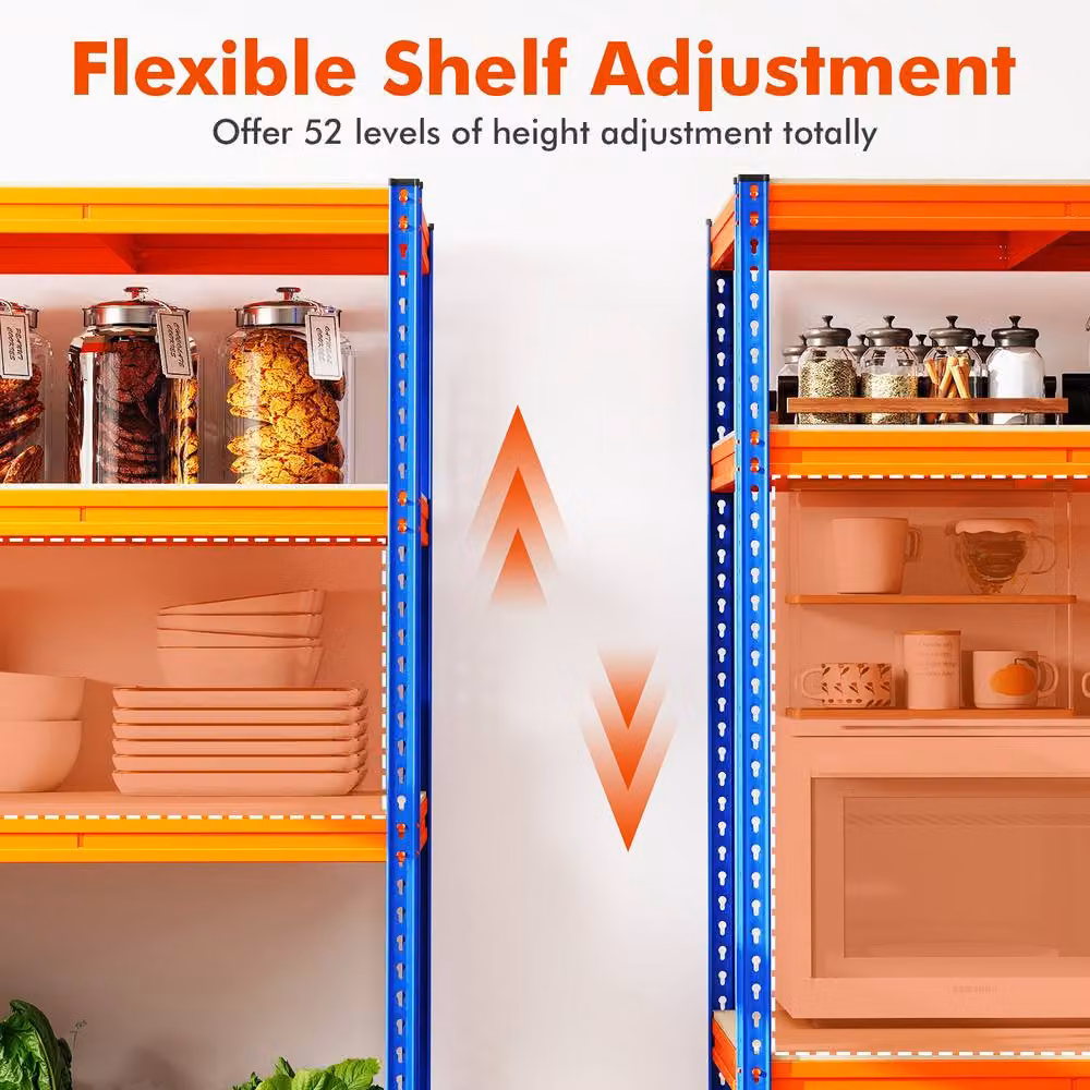Gymax 4-Tier Heavy Duty Metal and MDF Storage Rack Shelving Unit in Orange – 6