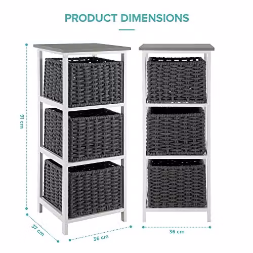 LIVIVO Habi 3 Drawer Scandi Style Wooden Storage Cabinet in Black and Grey, W/D/H: 36 x 37 x 63.5 cm – 6