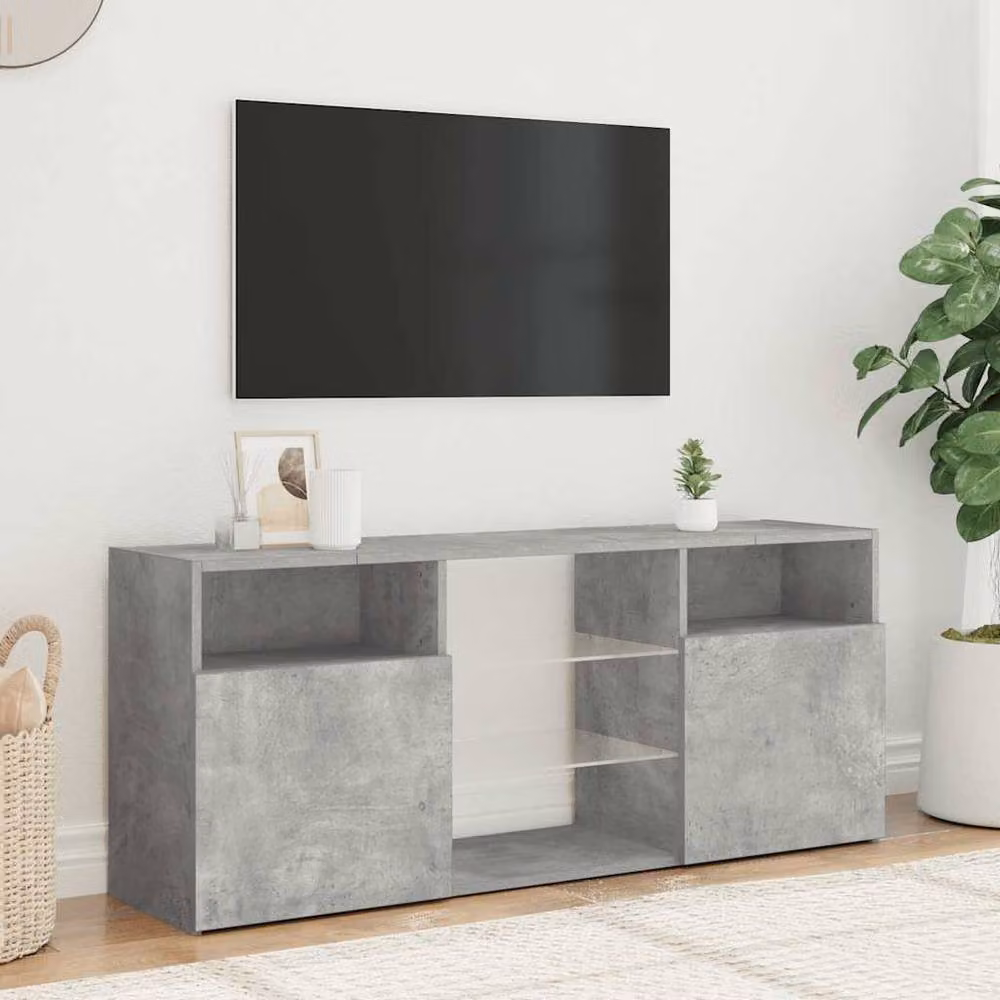 Berkfield Home Modern TV Cabinet with LED Lights in Concrete Grey, W/D/H: 120 x 30 x 50 cm – 3