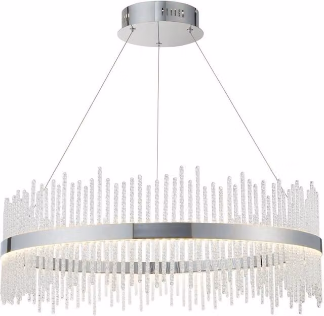Netlighting Trapani Dimmable LED Pendant Ceiling Light in Chrome and Clear Glass, H35-163 cm – 1