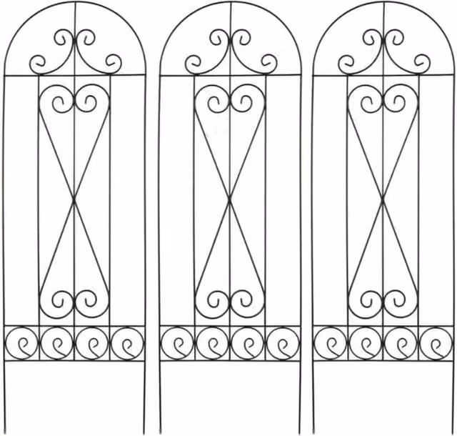 Garden Gear Metal Ornamental Plant Support Trellis in Black